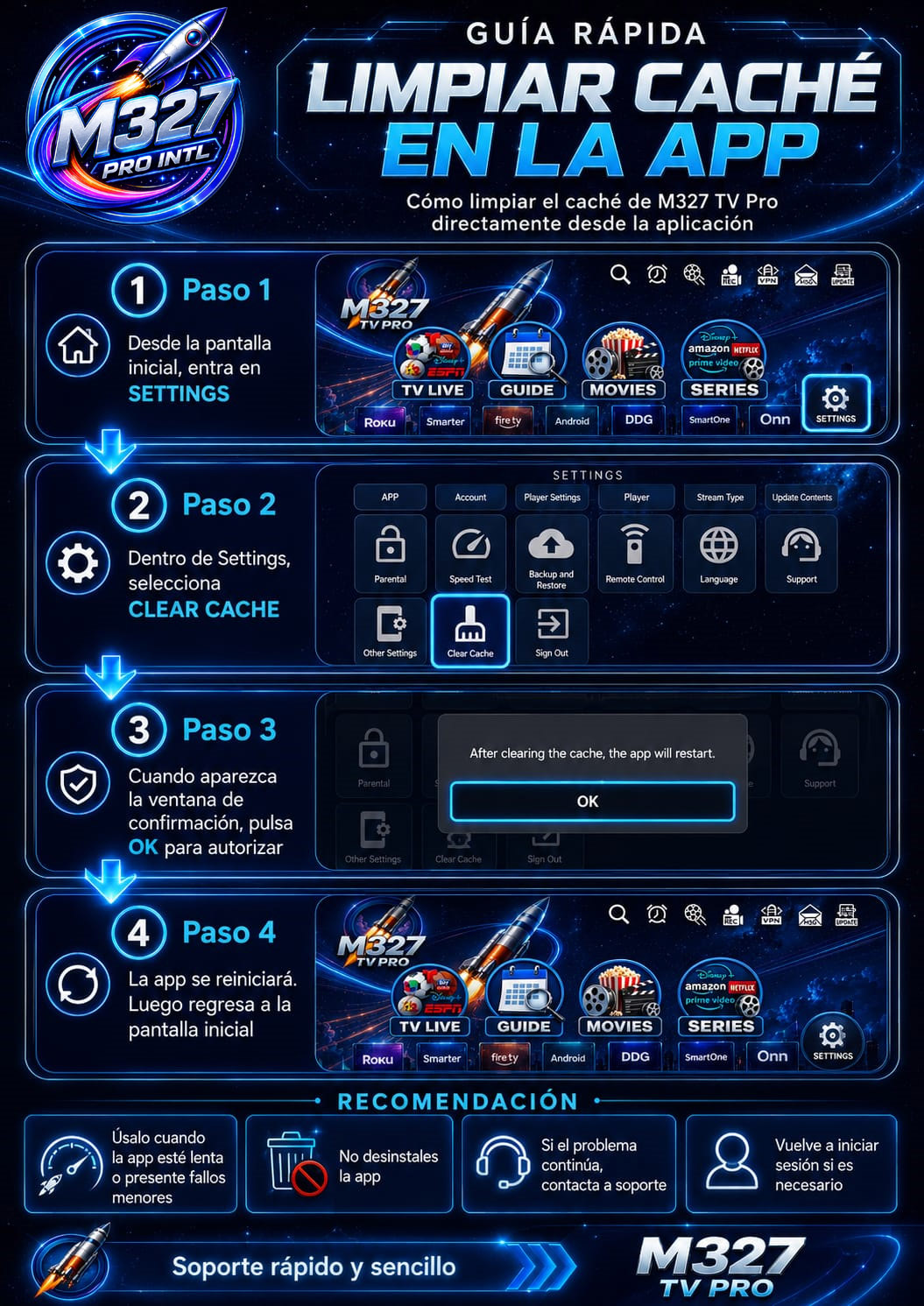 Como limpiar la cache en la App